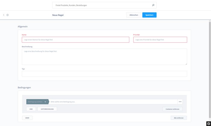 Shopware 6 Rule Builder Regel erstellen