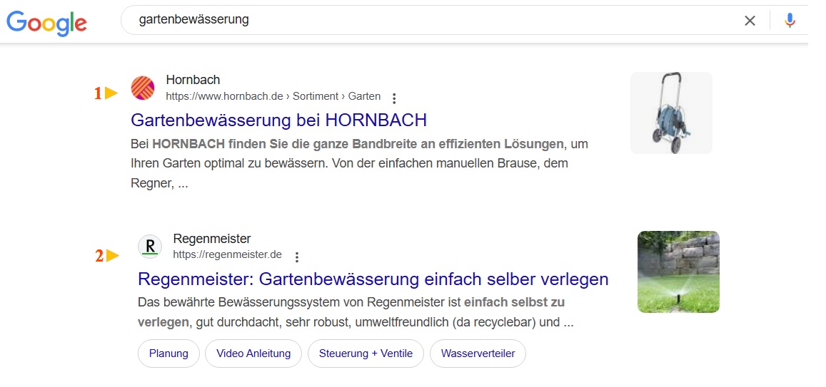Hornbach-Google-Suche - Wann hat ein Online-Shop Erfolgspotential in Google Ads: SEO & Content